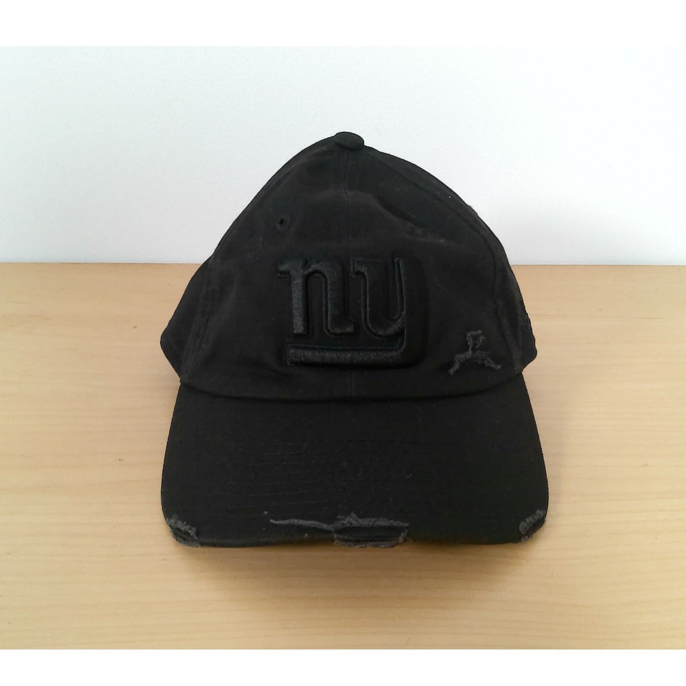 New York Giants Hat New Era Mens Black Distressed Adjustable NFL Baseball Cap